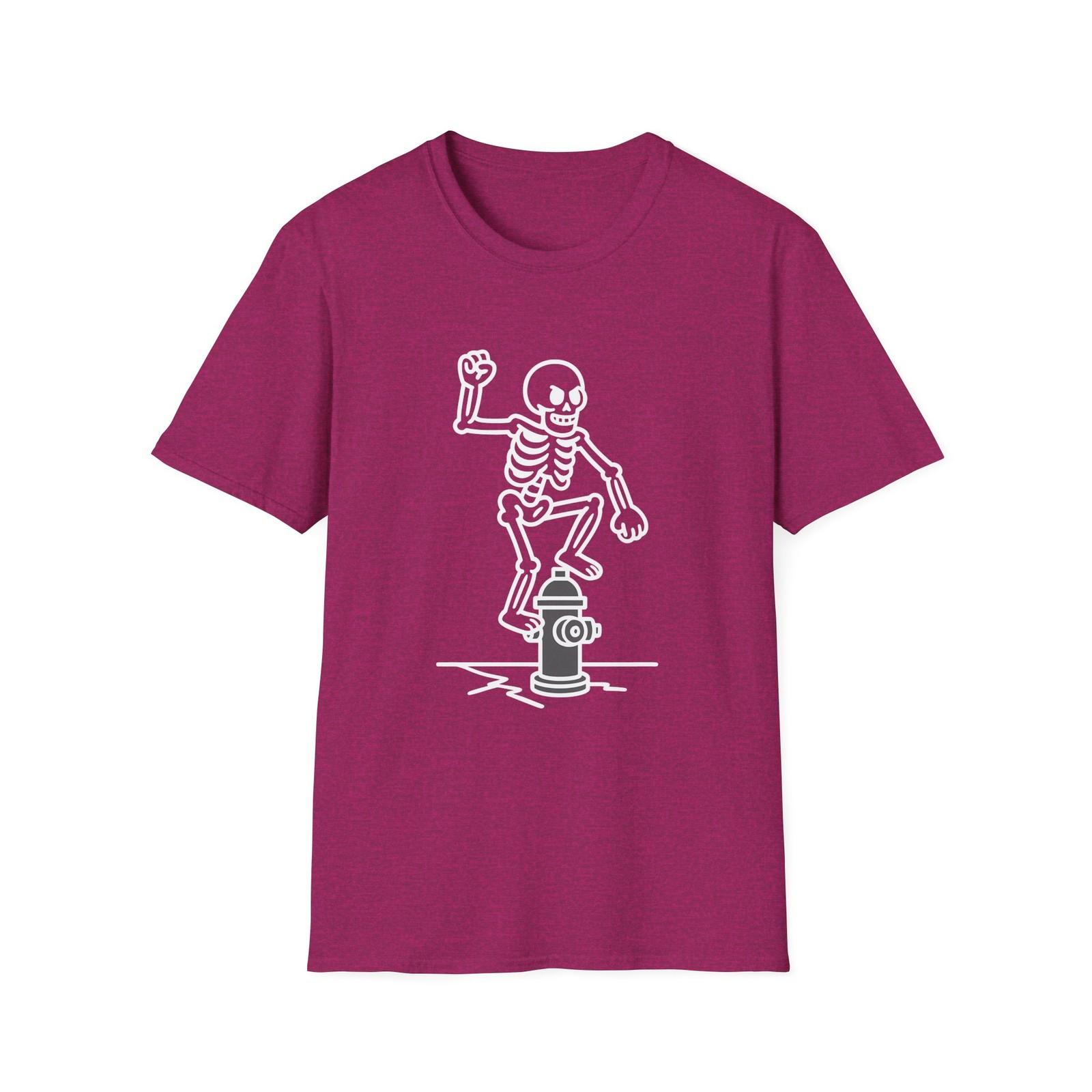 Unisex Softstyle T-Shirt Skeleton Balancing Hydrant Streetwear Design S