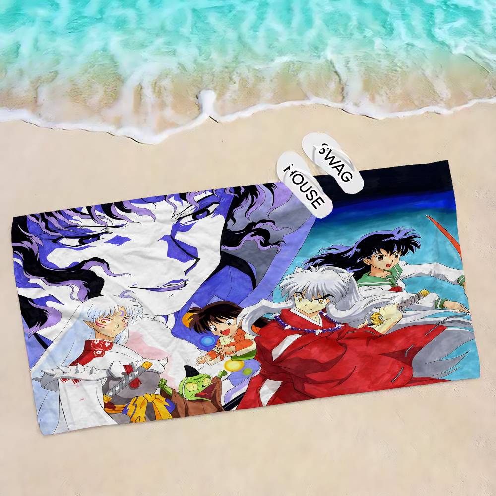Japanese Anime Inuyasha Big Microfiber Beach Towels Quick Dry Towel Sand Beach Towels Pool Towel for Travel Swim Pool Yoga