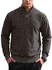 Men's Quarter-Zip Stand Collar Knit Sweater with Textured Geometric Pattern - Casual Long Sleeve Pullover Top for Fall Winter Layering.