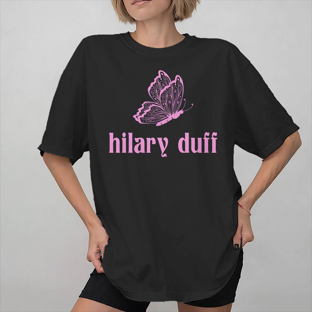 Hilary Duff The Lucky Me Tour Tee Shirt for Unisex Women Graphic Printing T Shirts Cotton Clothes