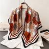 Satin Square Scarf Women Muslim Hijab 2026 Flower Print Silk Neckerchief Shawl Wraps Headband Handle Hair Bag Ribbon Bandana