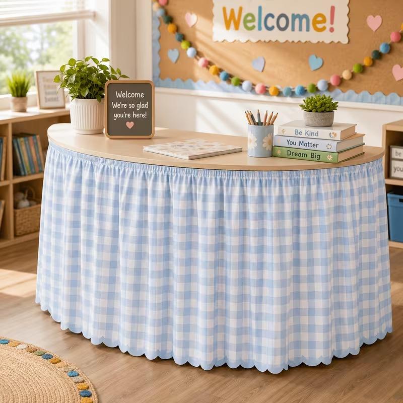 Pastoral Grid Party Decor Table Skirt Home Living Room Dustproof Dining Tables Cafe Dessert Table Background Table Surround
