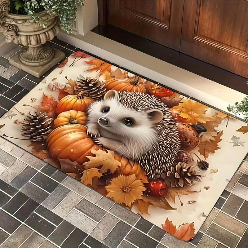 

1 шт. Кухонные коврики против усталости, Водонепроницаемый нескользящий толстый амортизирующий кухонный коврик с принтом осеннего ежа, Сверхпрочный комфортный коврик для стояния для кухни 40*60cm