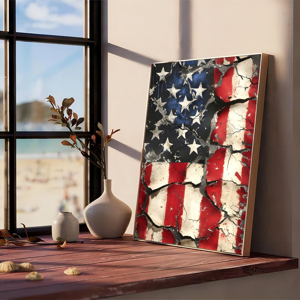 Eagle American Flag Self-adhesive Art Poster Retro Kraft Paper Sticker DIY Room Bar Cafe Stickers Wall Painting