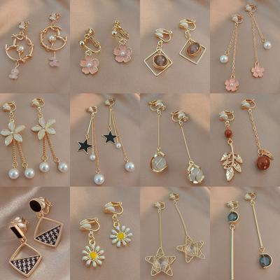 Premium Ear Clips Without Ear Holes, Female Retro Hong Kong Style Super Fairy Ears Hanging Round Face Thin Earrings Temperament Simple Earrings