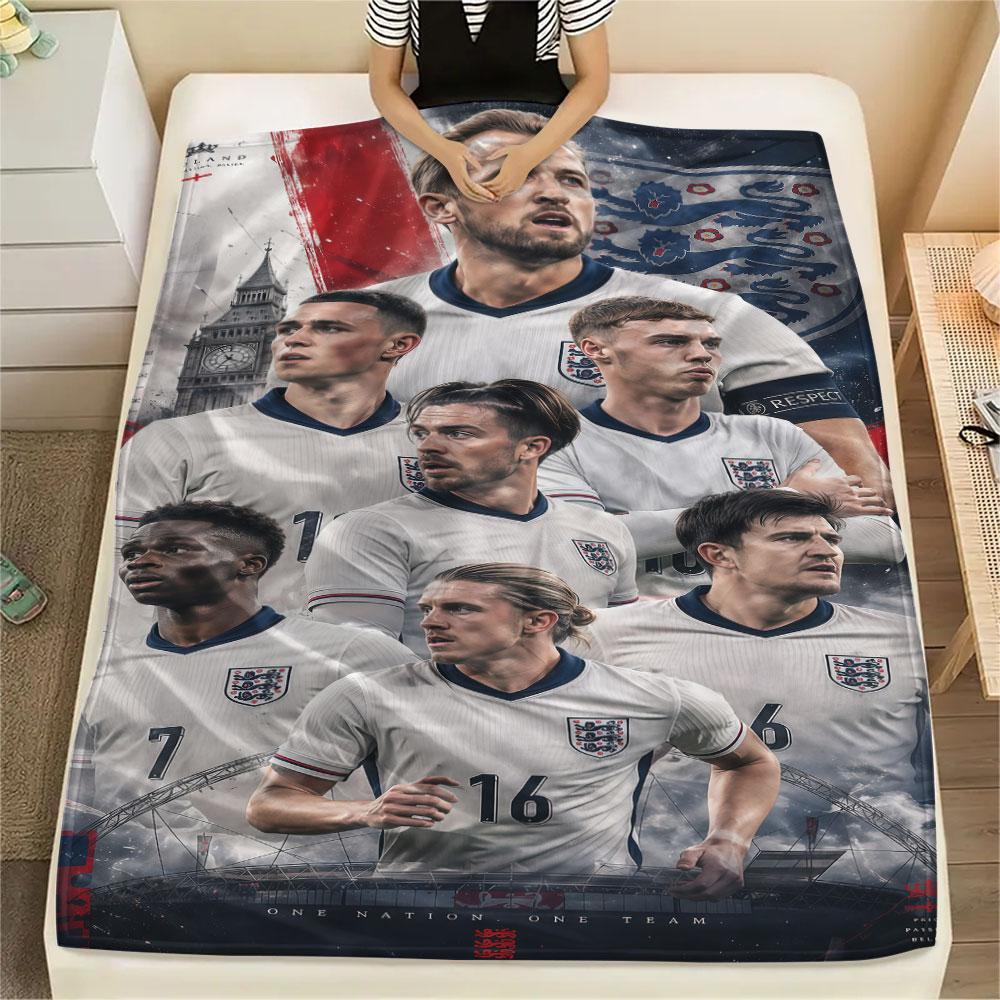 1PC England National Football Team Patterned Flannel Blanket Suitable For All Seasons for Home Decor Warmth and Comfort Gifts Holiday Present
