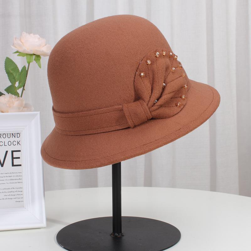 Autumn And Winter New Hat Women'S French Woolen Fisherman Hat Retro Elegant Dome Hat Versatile Basin Hat Felt Hat