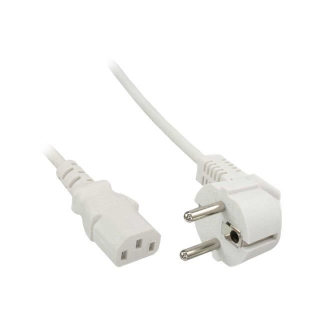 InLine Câble D'alimentation CEE 7-7 (M) Incliné Pour IEC 60320 C13 50 Cm Blanc