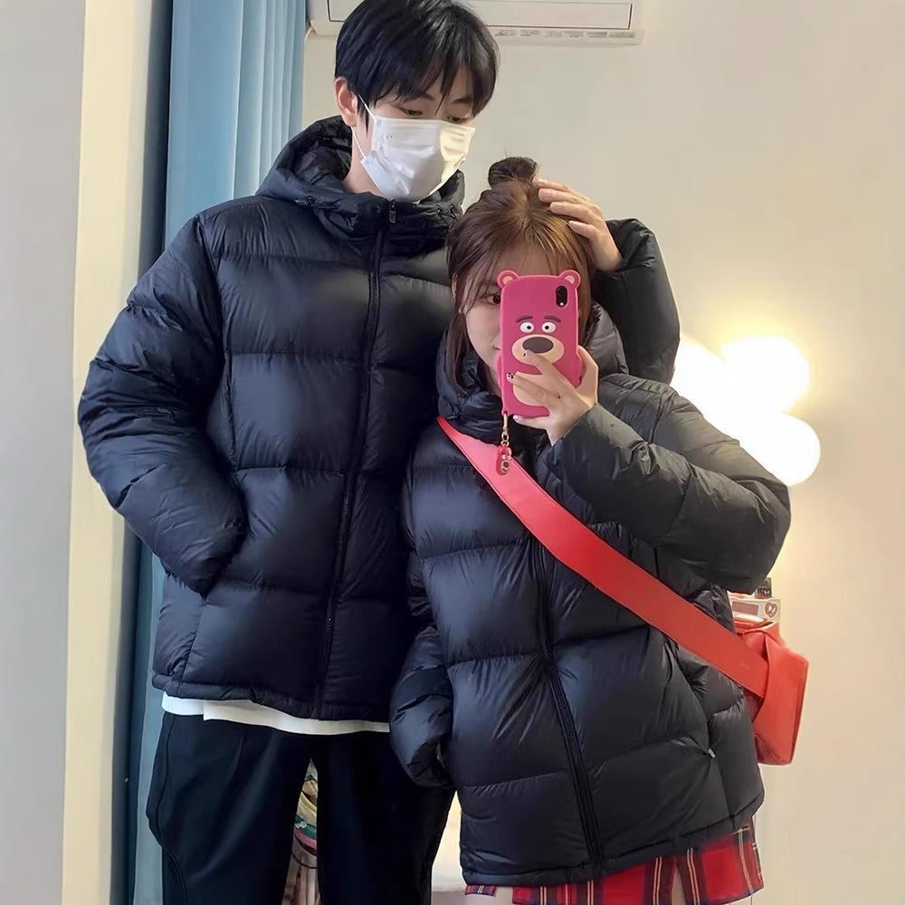 Black thickened cotton-padded jacket for women's winter new style thickened small hooded cotton-padded jacket