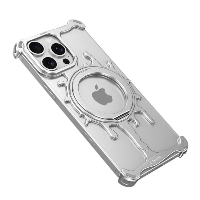 Glacier Series Metal Phone Case With 360 Rotating Stand Magnetic IPhone 16 Pro Max