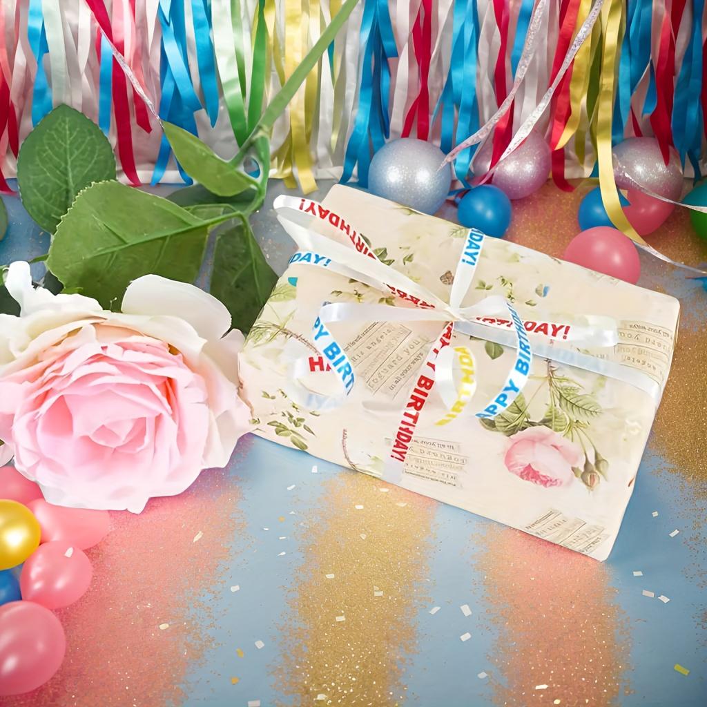 Happy Birthday Ribbon 91.44M Banner Birthday Anniversary Christmas Valentine Party Decor Gift Cake Wrapping Decorations Supplies