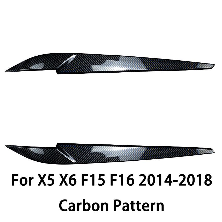 2 Stück Auto Scheinwerfer Lampe Augenbrauen Abdeckung Zierleisten Aufkleber Für X5 X6 F15 F16 2014-2018 Glänzend Schwarz Auto Augenlider Deckel ABS Carbon