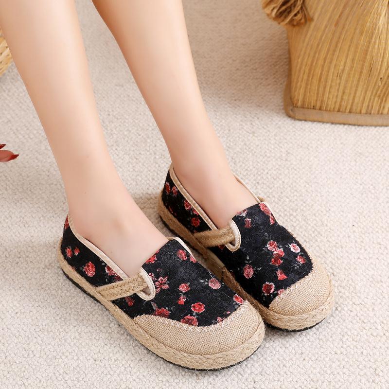 Spring new Mori women's shoes retro pastoral fisherman shoes breathable linen lazy one pedal old Beijing cloth shoes women