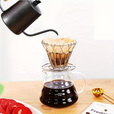 1 Coffee Drip Stand, Stainless Steel, Foldable, Portable Filter Holder, Outdoor Camping, Hand Brewed Coffee Funnel, Reusable
