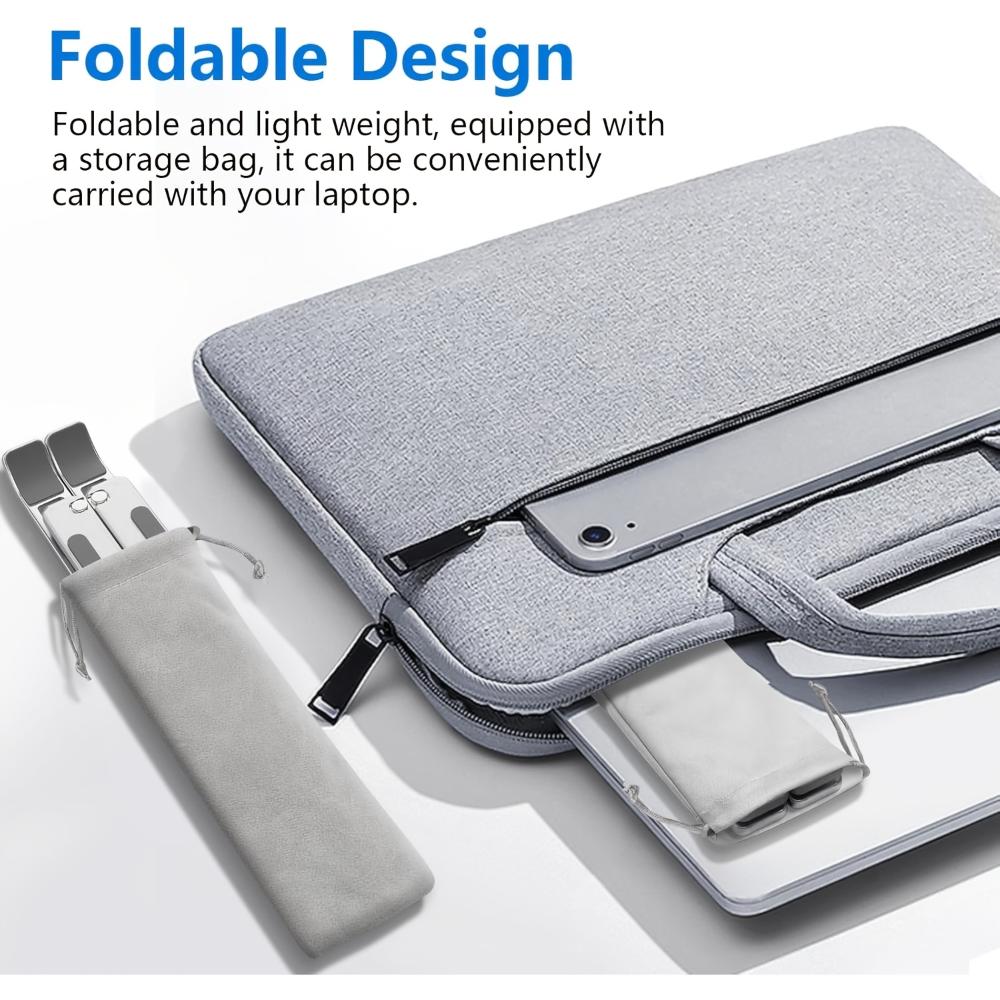 Aluminum Desktop Laptop Stand, Foldable Adjustable Riser Holder, Portable, Compatible With 10‑15.6 Inch Laptops