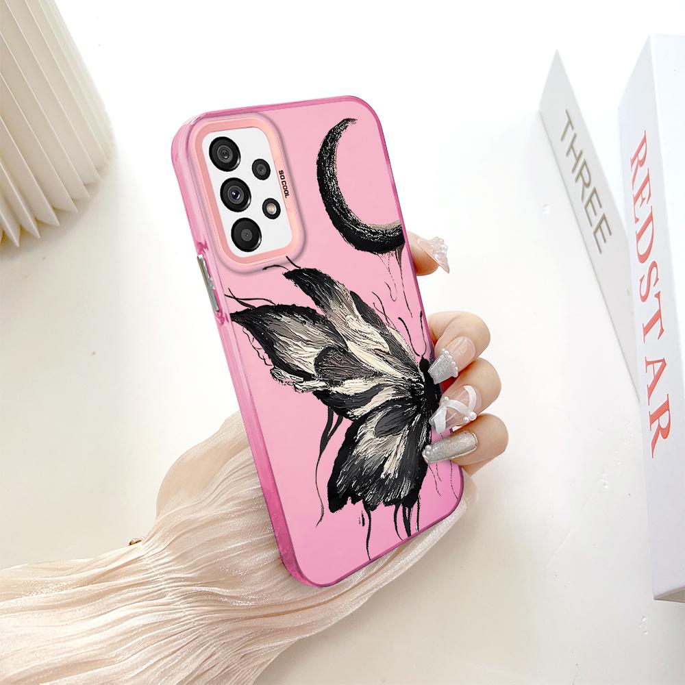 Painted Pattern Colorful Sliver Double Sided Hard Shell Shockproof Anti-fall Phone Casing for Samsung