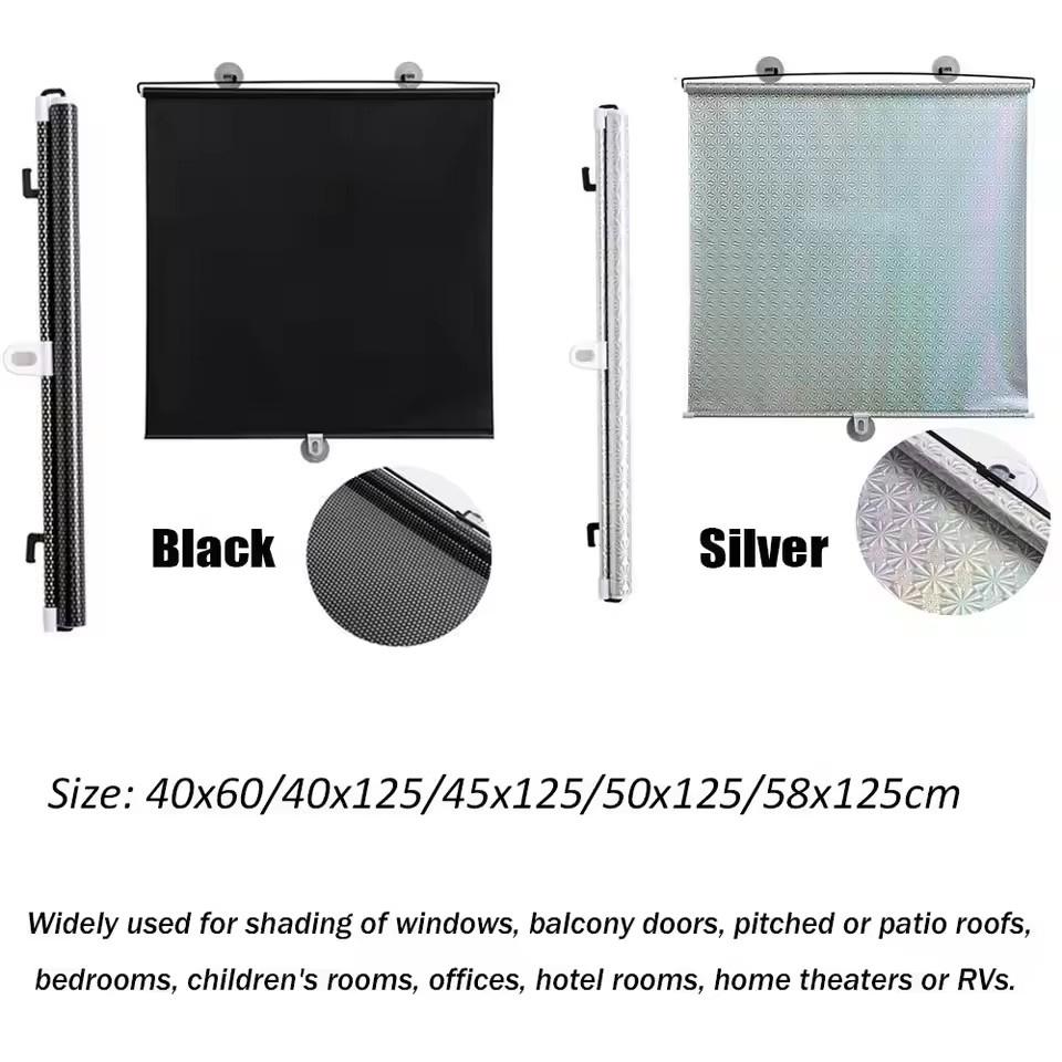 Sunshade Roller Blinds Suction Cup Blackout Curtains for Living Room Car Bedroom Kitchen Office Free-Perforated Window Curtain
