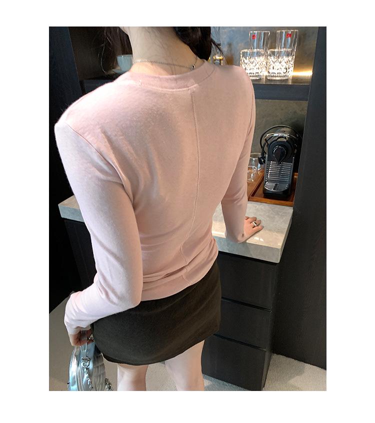 European Grey Slim Fit Round Neck Long Sleeve Women's T-shirt for Autumn/Winter 2025