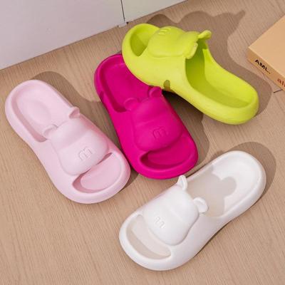 Women Spring Summer Large Size Soft Thick Bottom Indoor Slippers Casual Bear Solid Color Anti Slip Bathroom Slippers 36-45
