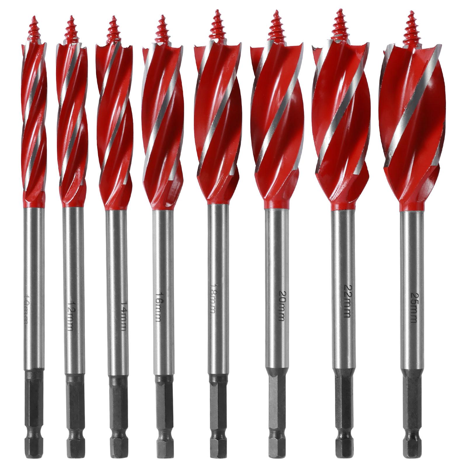 

10-25mm Woodworking Twist Drill Bit Set Long Four-slot Four-blade Woodworking tools Hole Opene For Door Lock Wood Slotting Tools