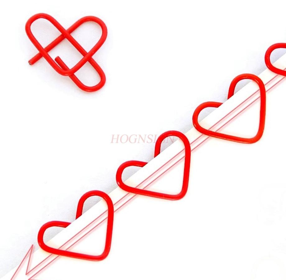 100pcs Pink colored peach heart bookmark DIY handmade heart-shaped paper clip paperclip information buckle