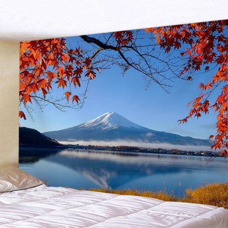 VIKAMA Japanese Cherry Blossom Tapestry Oriental Landscape Wall Hanging Decor for Bedroom Living Room Home Decor