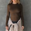 Women's  Slim Bottom T-shirt Fashion Casual Solid Color V-Neck Pullover Long Sleeve Top