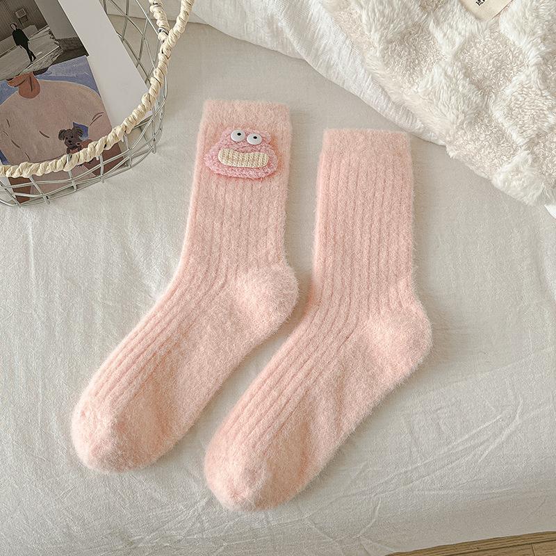

Women s Autumn and Winter Fleece Thickened Warm Fleece Plush Doll Sleep Versatile Pile Socks 1 pair