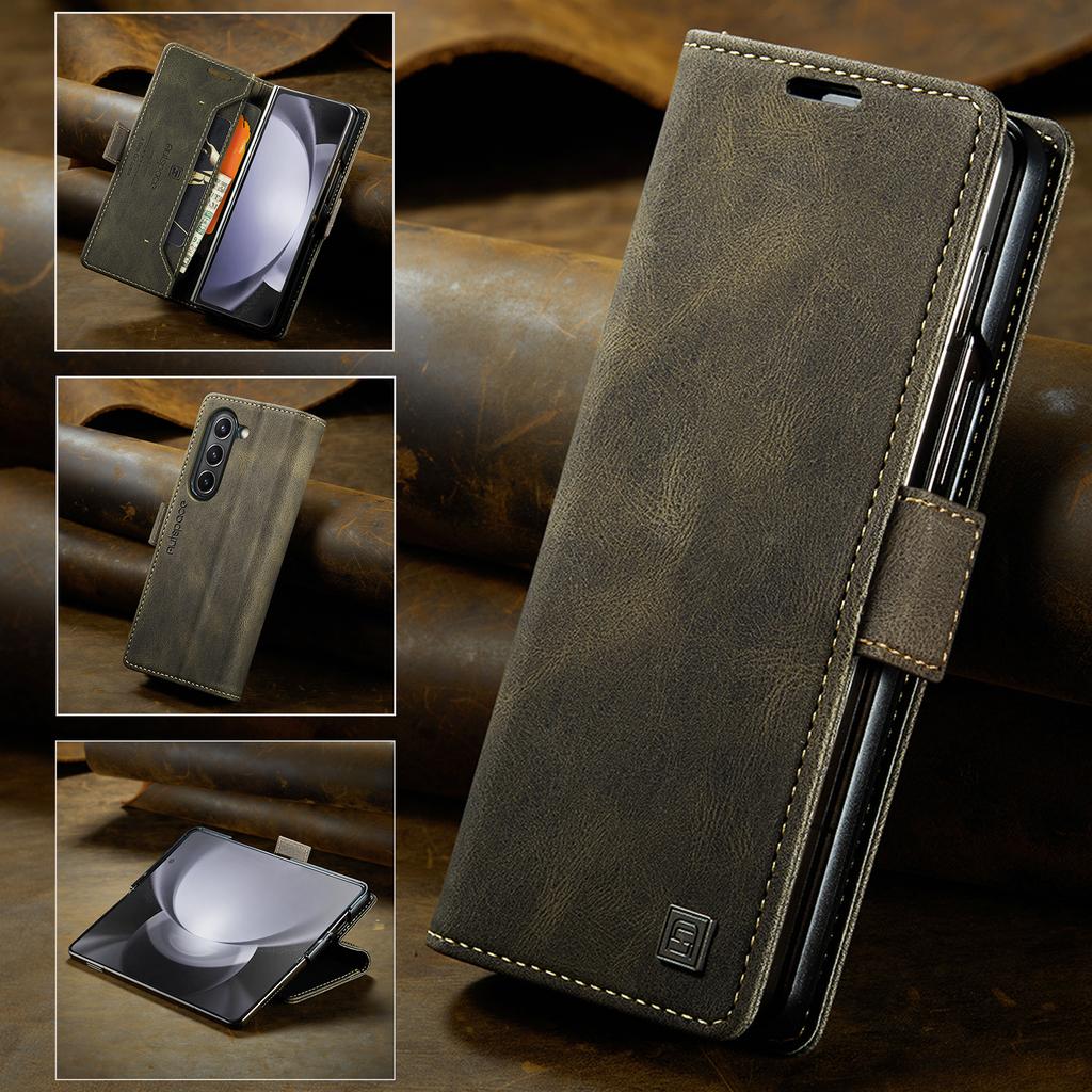 Business Luxury Magnetic Cards Solt Wallet Flip For Samsung Z Fold 7 5 6 Slim Leather Wallet Stand Book Card Bag Pocket Cover