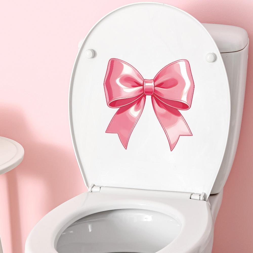 Luminous Pink Bow-shaped Wall Sticker for Bathroom Decoration and Beautification