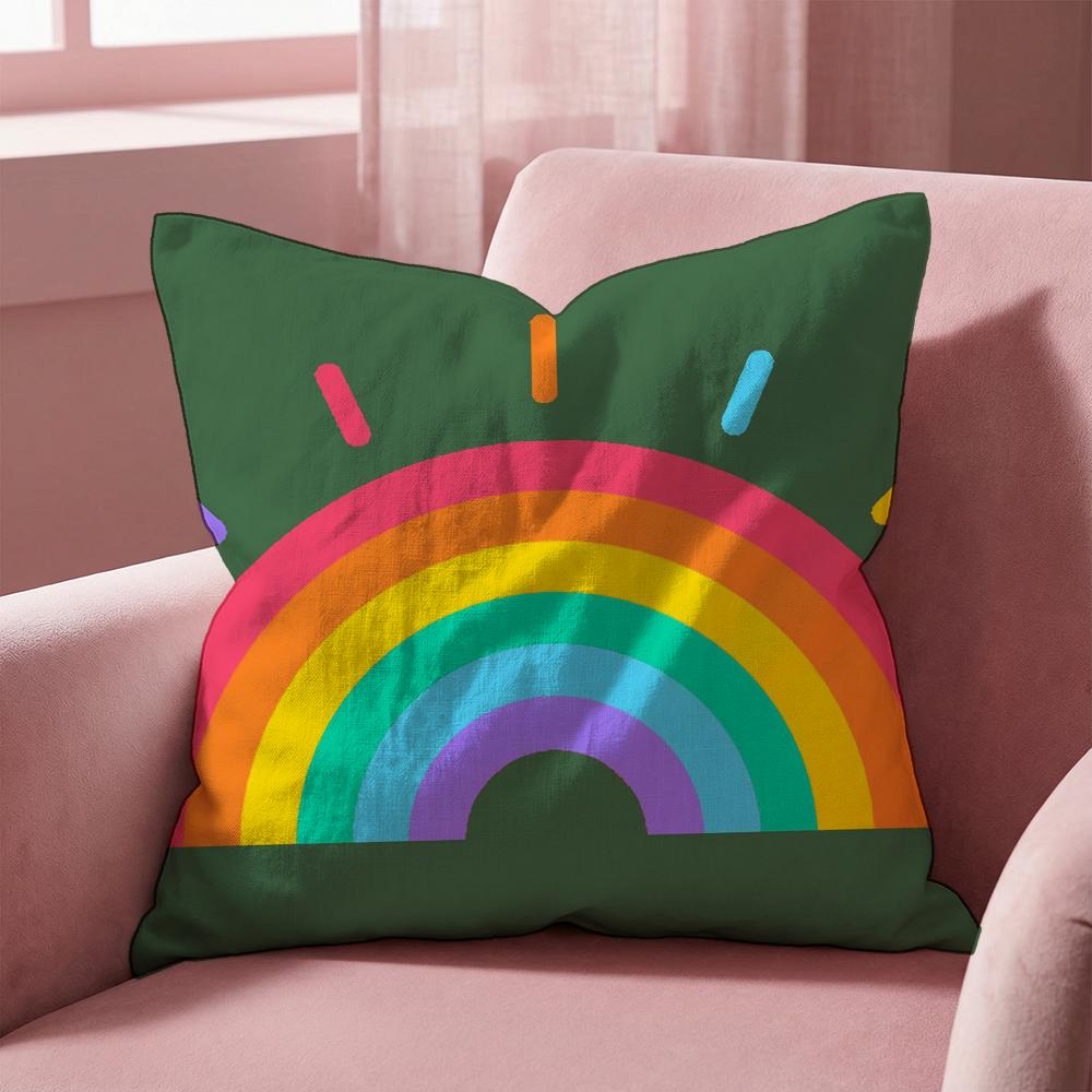 R-Rainbow THEME Cushion Cover Multi-Scene Pillow Cover for Home & Car - Reversible, Soft & Durable for Daily Use
