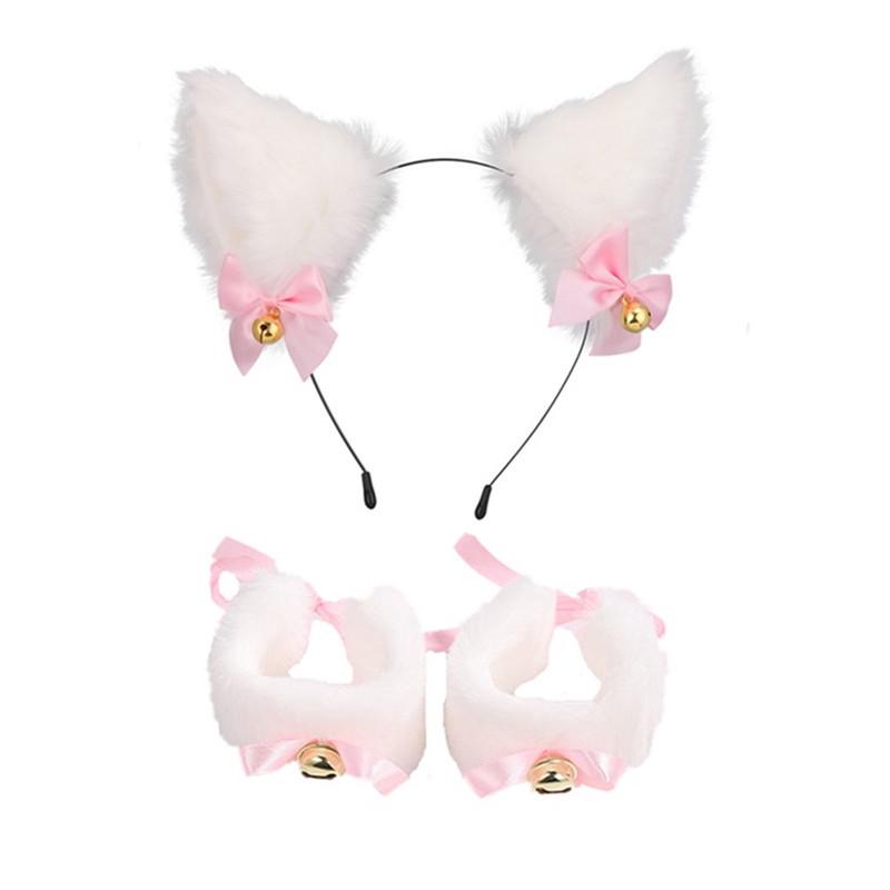 Cat Ear Bell Headband & Choker Set with Tail - Halloween Party Accessories
