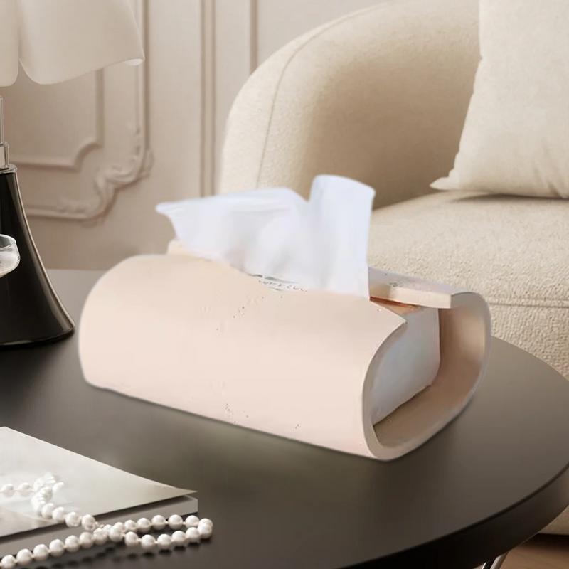 Tissue Box Organizer Modern Geometric Napkin Storage Organizer Imitation Cave Stone Living Room Desktop Napkin Organizer Modern