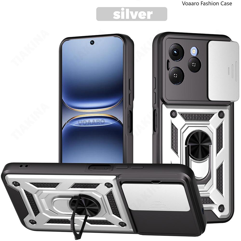 Slide Lens Armor Funda for Tecno Spark 40 4G Case for Tecno Spark 40 4G Case Magnetic Ring Stand Holder Cover Shockproof Capa