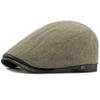 HT4958 Berets Men Women New Autumn Winter Hat Striped Wool Beret Hat Male Female Ivy Flat Cap Adjustable Fleece Lined Beret Cap