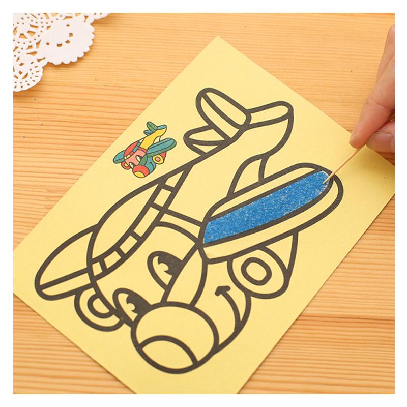 10pcs Kids DIY Color Sand Painting Art Creative Drawing Toys Sand Paper Craft OA