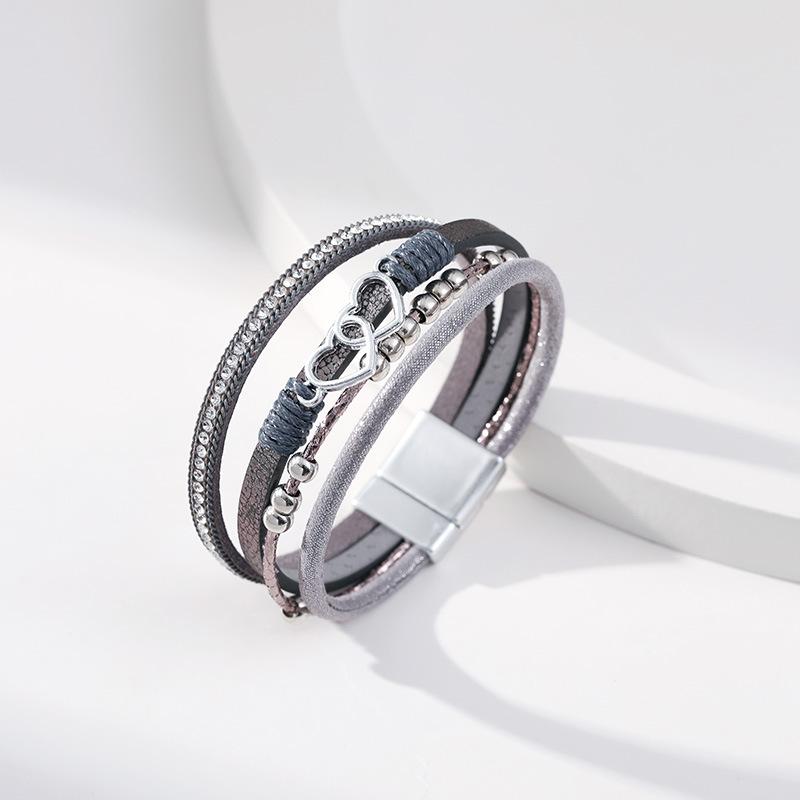 Multi Layer Leather Bracelet for Women Heart Accessories  Stylish Ladies Hand Jewelry Gift