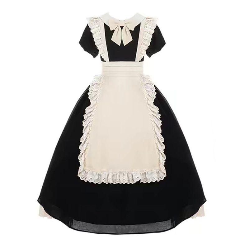 100kg Foreign Trade Plus Size Women's Clothing European and American Style Ruffled Maid Outfit Lolita Dress