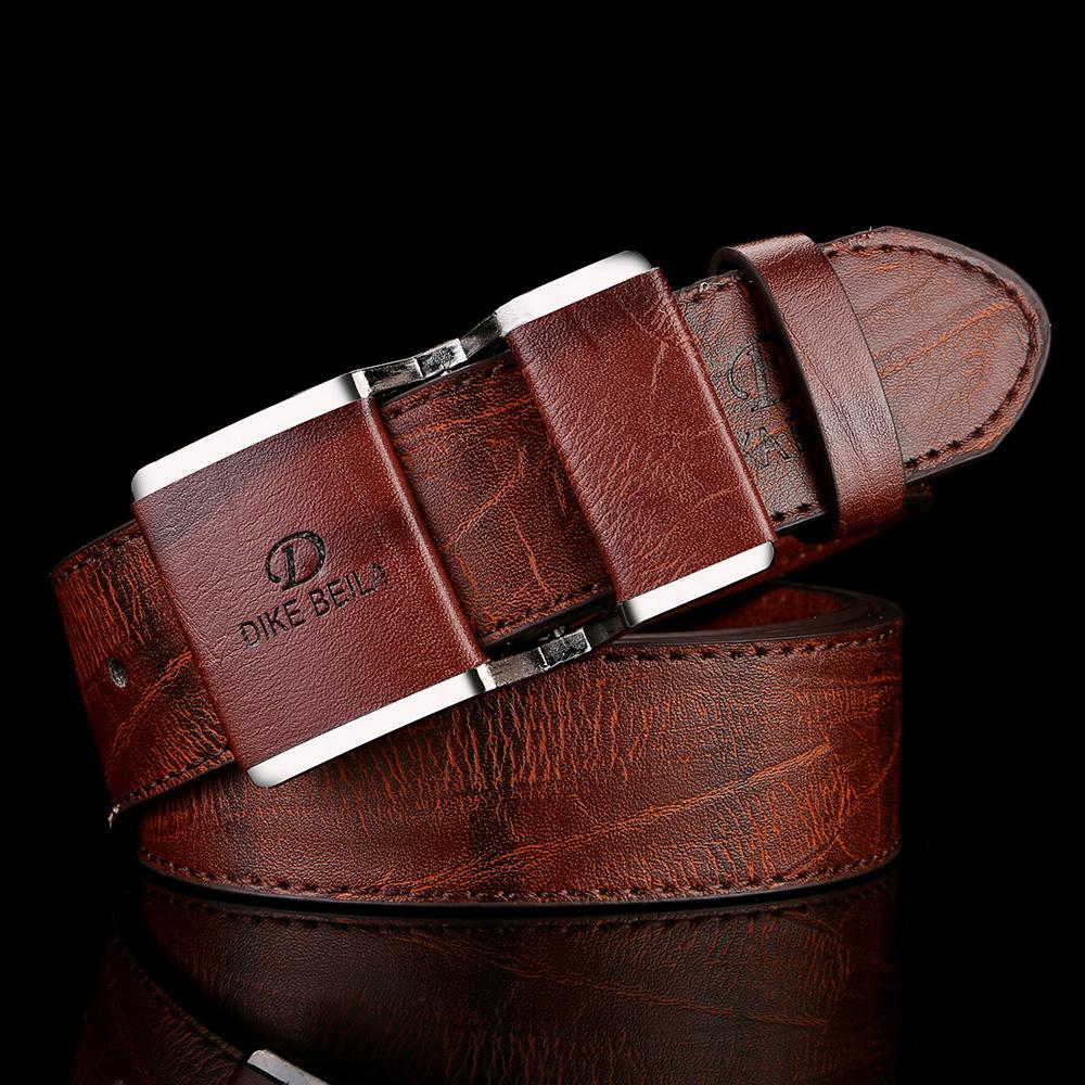 Mens PU Leather Belt Snap-On Buckle Solid Strap Ceinture 4 Colors Jeans Belts
