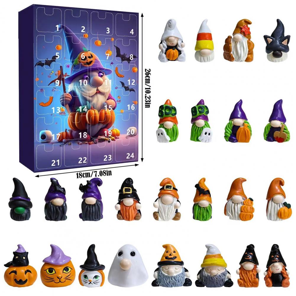 Advent Calendar Halloween Theme Halloween Ornaments 2025 Halloween Advent Calendar with Gnome Dolls 24 Days Countdown for Kids