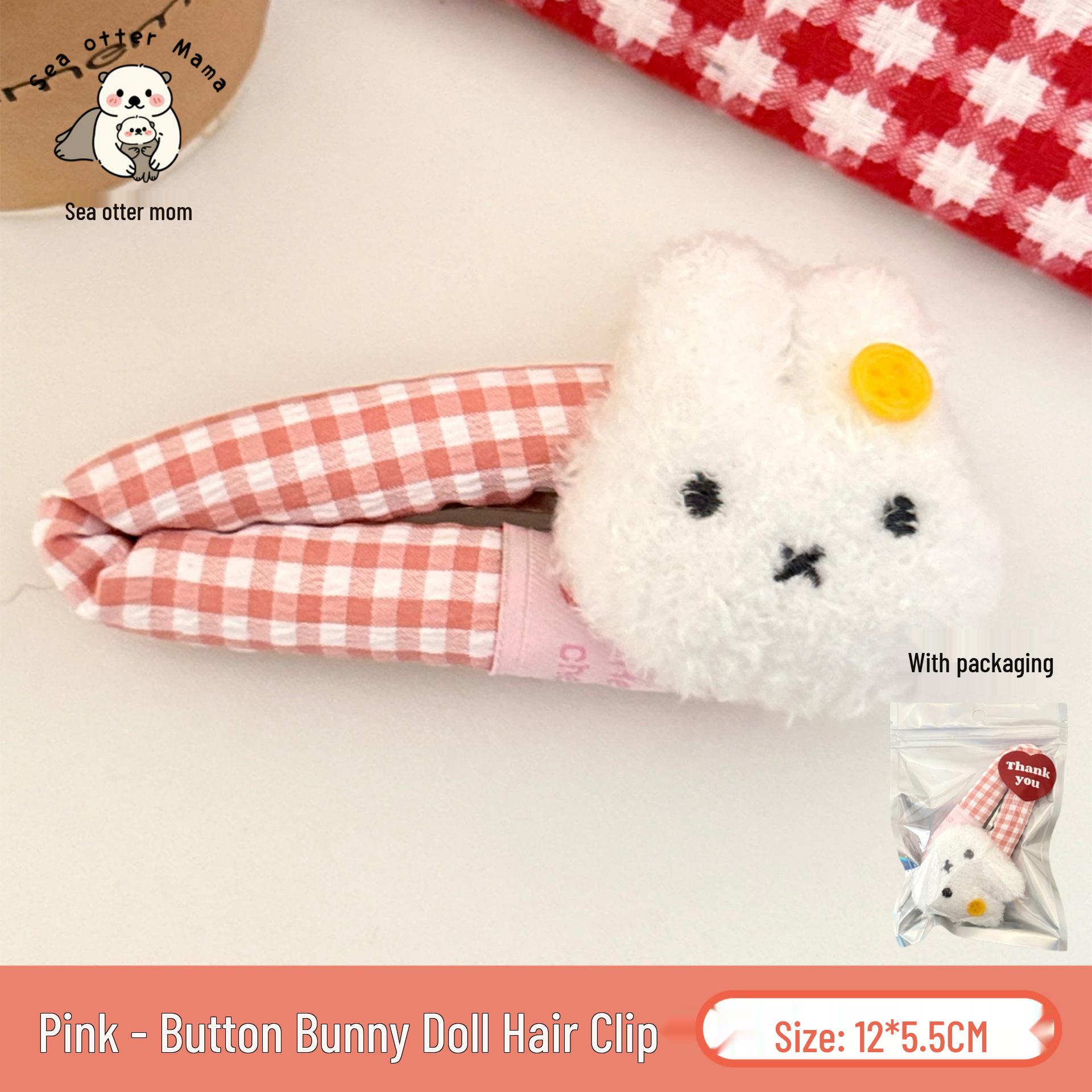Korean Style Cute Cartoon Rabbit Gingham Hair Clip for Girls