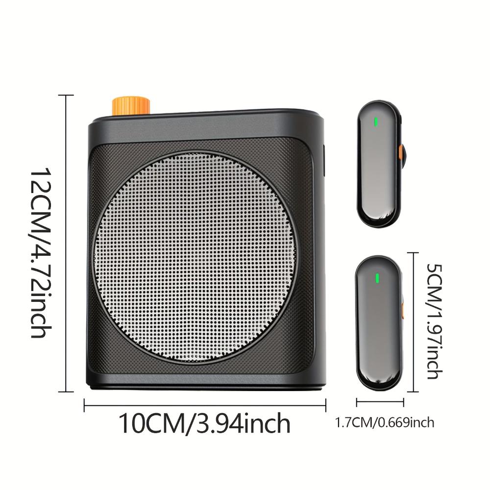 Portable wireless teacher voice amplifier,speaker built-in,with 2 wireless lapel mics,for class,lecture,training speech