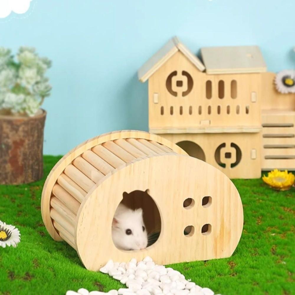 Natural Wood Hamster Hideaway Arch Design Small Pet Castle New Hamster House  for Small Pets