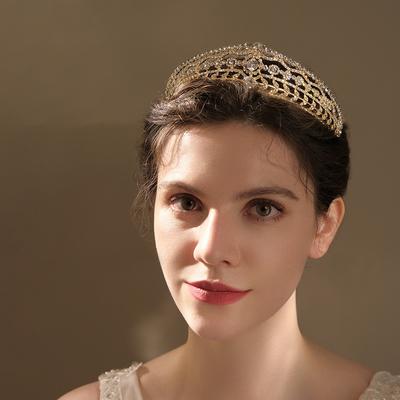 Braut Kopfbedeckung High-End Strass Zirkon Stirnband Hochzeitskleid Haarschmuck neue Retro Palast Stil Krone