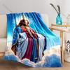 1PC Religious figure praying halo Print Believer Pray blanket Warm soft flannel material suitable for all seasons luxurious gift