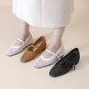 Fashion Retro 2025 New Women's Casual Flats Summer Mary Jane Flats Square Toe Mesh Buckle Strap Comfortable Solid Soft Sole Shoes Ladies