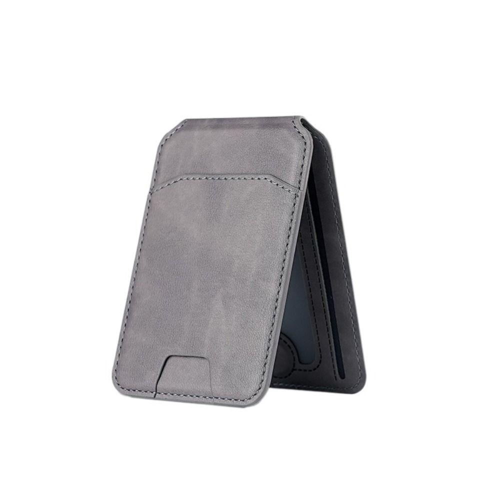 For Magsafe Wallet Phone Card Holder Safety Anti-theft Magnetic Wallet Stand Leather Accessories for iPhone 15 14 13 ProMax серый
