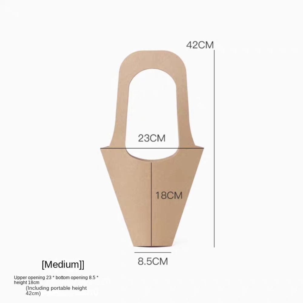 10Pcs with Handle Kraft Paper Tote Handheld Flower Basket Large Capacity Flower Paper Box Bouquet Tote Reusable Folding Gift Box