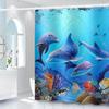 2D Flat, JIT1P Dolphin Pattern 2D Flat Shower Curtain, High-end Elegant Bathroom Curtain Shower Curtain, Shower Curtain Home Dec
