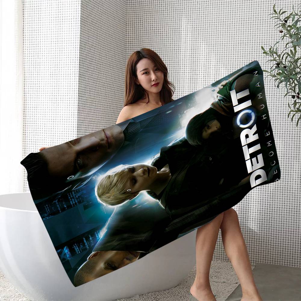 Game D-Detroit Become Human Microfiber Beach Towel Absorbent Quick Dry Soft Yoga Swimming Resort Mountain Climbing Towel